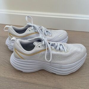 LIKE NEW! Hoka Bondi 8 White Sneakers Running Shoes Women’s Size 6.5